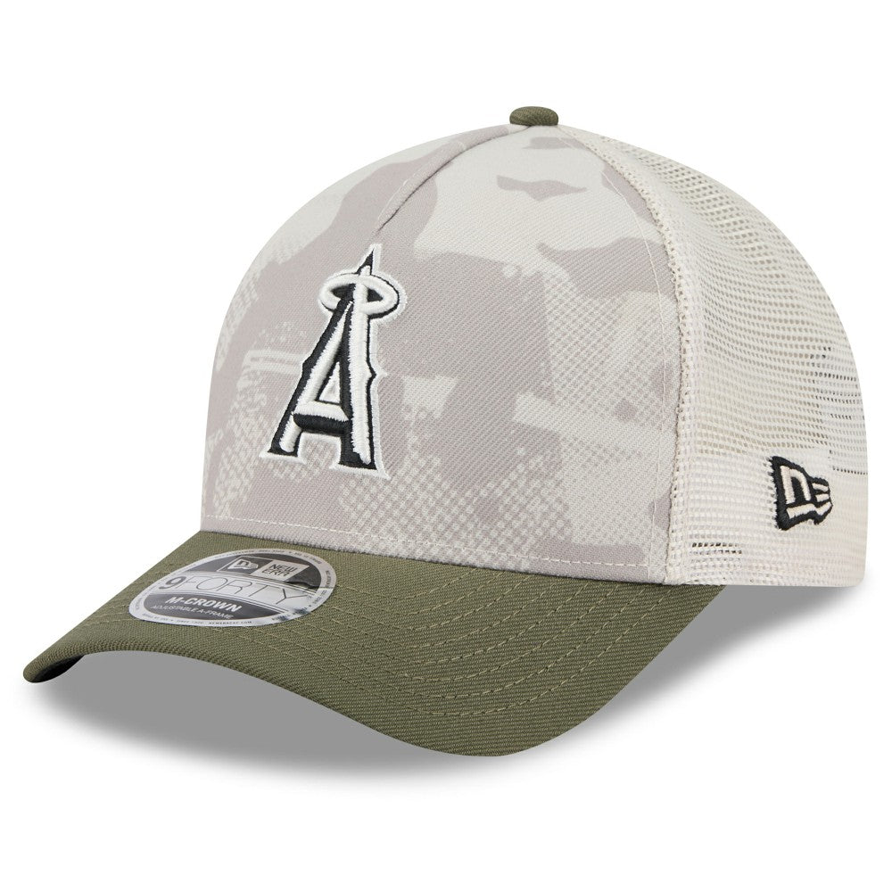 Los Angeles Angels New Era 2025 Armed Forces Day 9FORTY M-Crown A-Frame Adjustable Hat - Light Beige/Olive - New Era Sale