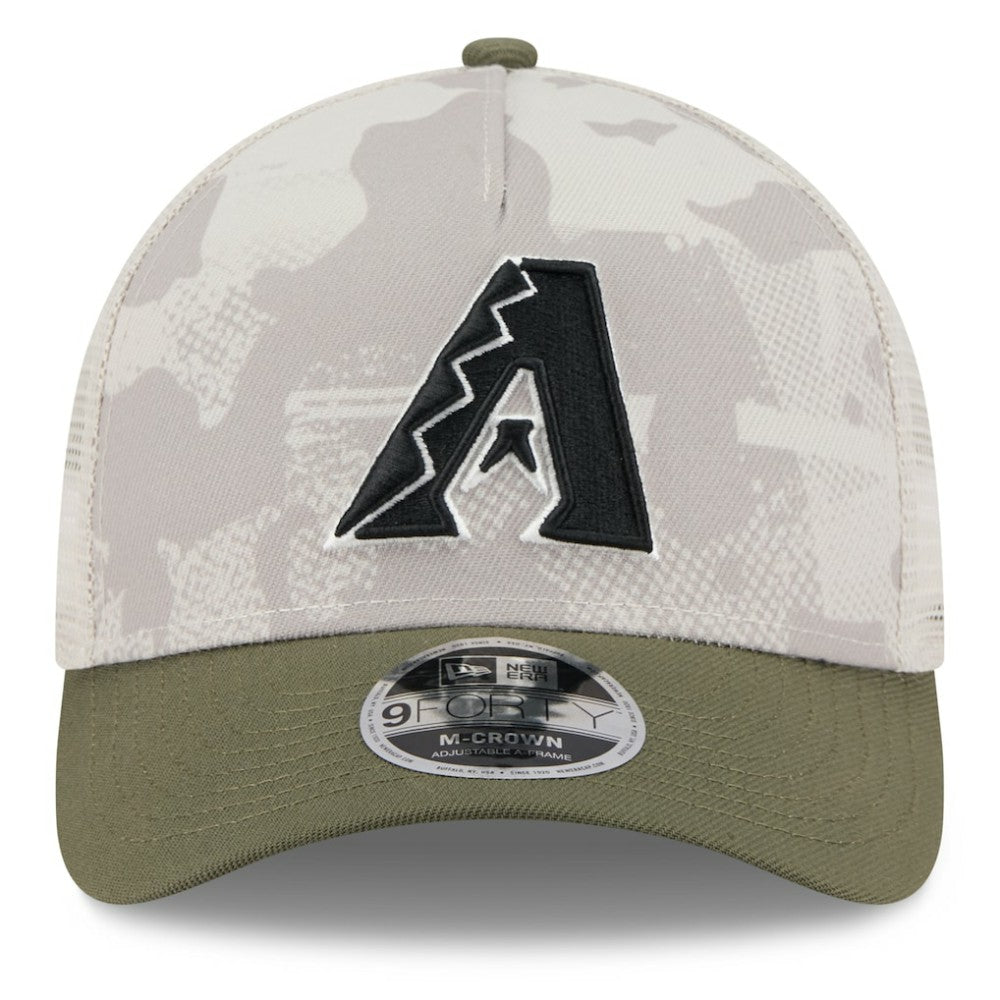 Arizona Diamondbacks New Era 2025 Armed Forces Day 9FORTY M-Crown A-Frame Adjustable Hat - Light Beige/Olive - New Era Discount