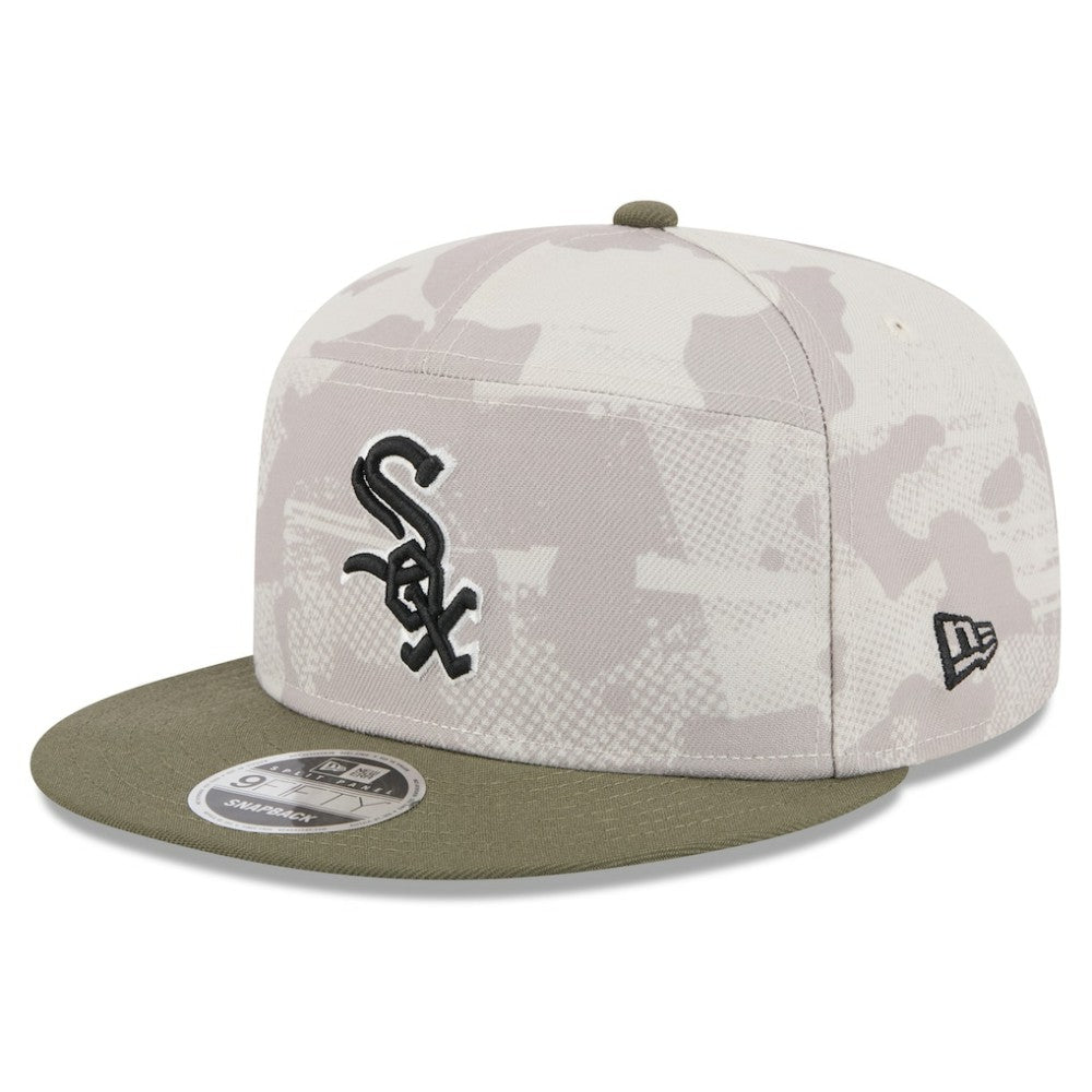 Chicago White Sox New Era 2025 Armed Forces Day Split Panel 9FIFTY Snapback Hat - Light Beige/Olive - New Era Discount