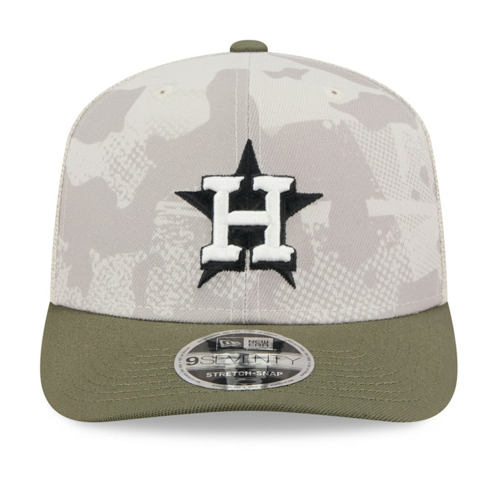 Houston Astros New Era 2025 Armed Forces Day 9SEVENTY Stretch-Snap Hat - Light Beige/Olive - New Era Discount