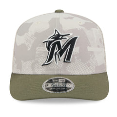 Miami Marlins New Era 2025 Armed Forces Day 9SEVENTY Stretch-Snap Hat - Light Beige/Olive - New Era Lifestyle