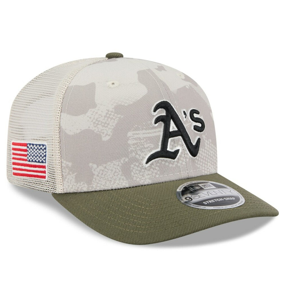 Athletics New Era 2025 Armed Forces Day 9SEVENTY Stretch-Snap Hat - Light Beige/Olive - New Era Online
