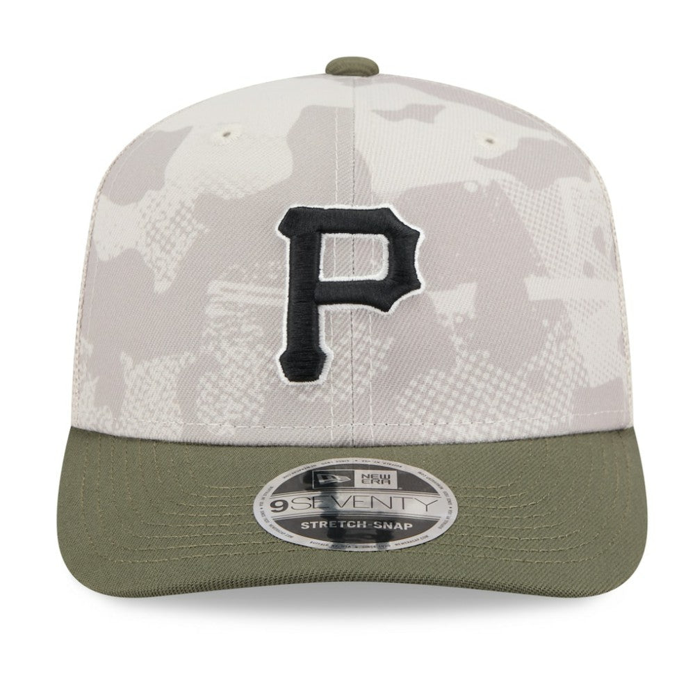 Pittsburgh Pirates New Era 2025 Armed Forces Day 9SEVENTY Stretch-Snap Hat - Light Beige/Olive - New Era Online
