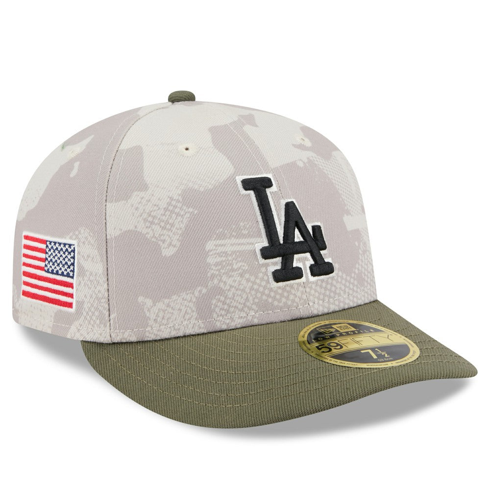 Los Angeles Dodgers New Era 2025 Armed Forces Day Low Profile 59FIFTY Fitted Hat - Light Beige/Olive - New Era on Sale