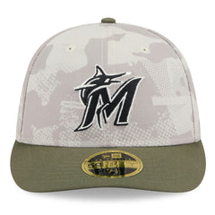 Miami Marlins New Era 2025 Armed Forces Day Low Profile 59FIFTY Fitted Hat - Light Beige/Olive - New Era Sale