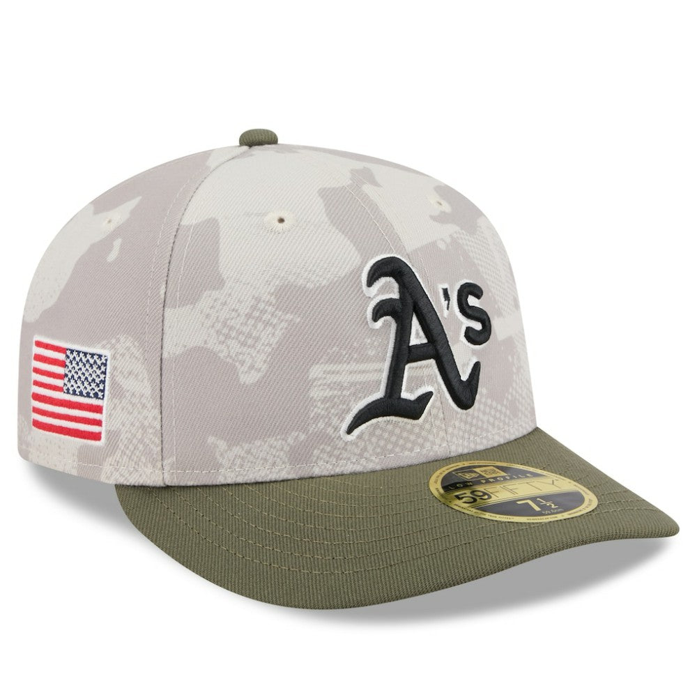 Athletics New Era 2025 Armed Forces Day Low Profile 59FIFTY Fitted Hat - Light Beige/Olive - New Era Lifestyle