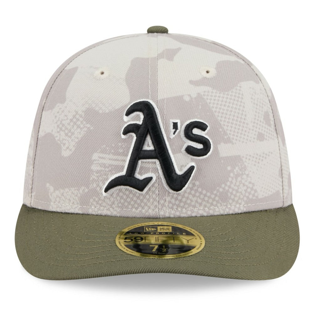 Athletics New Era 2025 Armed Forces Day Low Profile 59FIFTY Fitted Hat - Light Beige/Olive - New Era Lifestyle