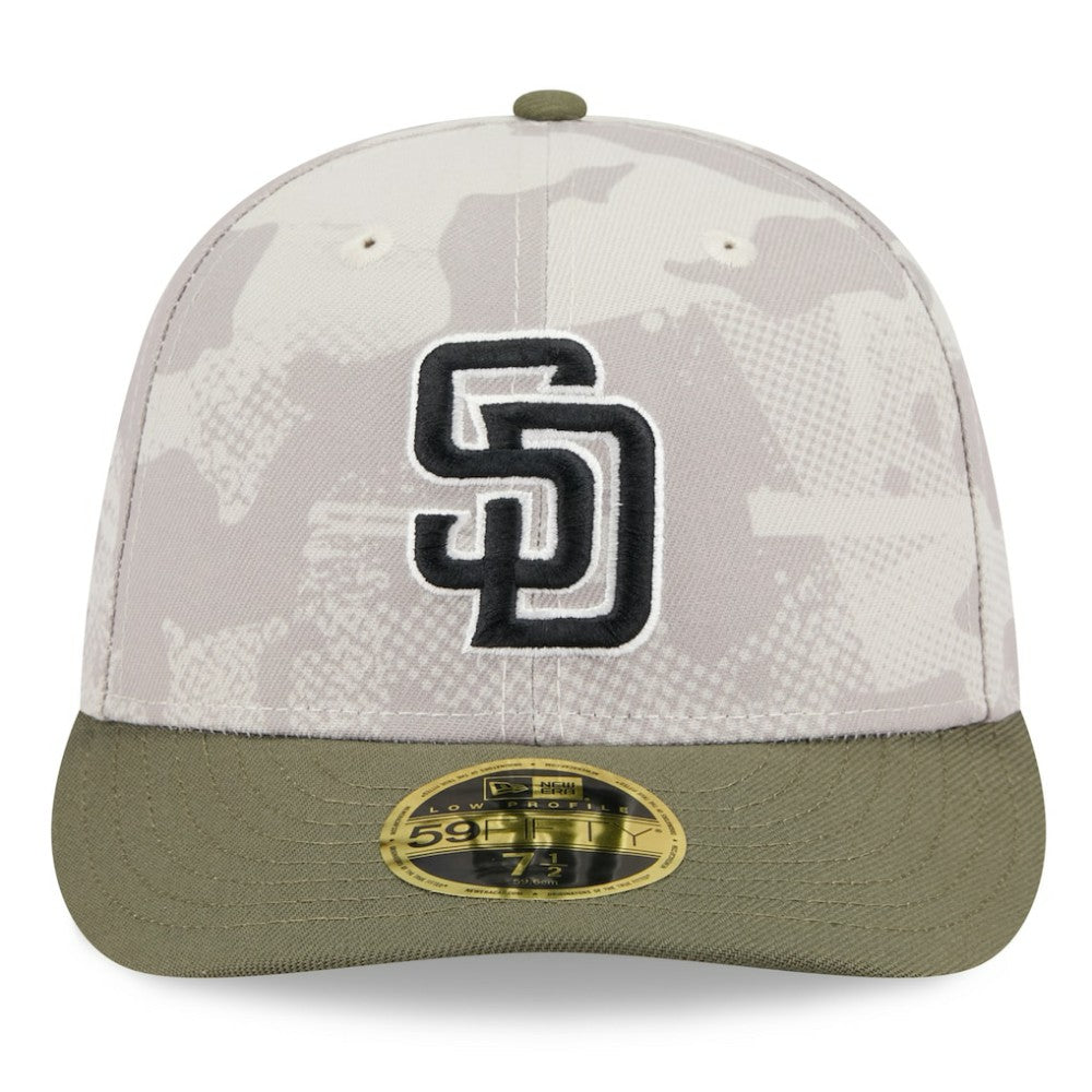 San Diego Padres New Era 2025 Armed Forces Day Low Profile 59FIFTY Fitted Hat - Light Beige/Olive - New Era on Sale