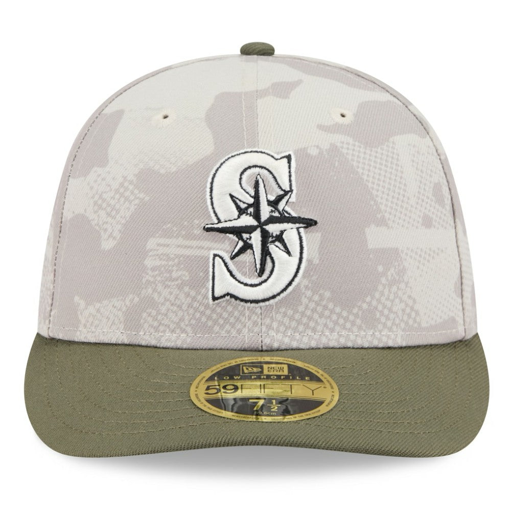 Seattle Mariners New Era 2025 Armed Forces Day Low Profile 59FIFTY Fitted Hat - Light Beige/Olive - New Era on Sale