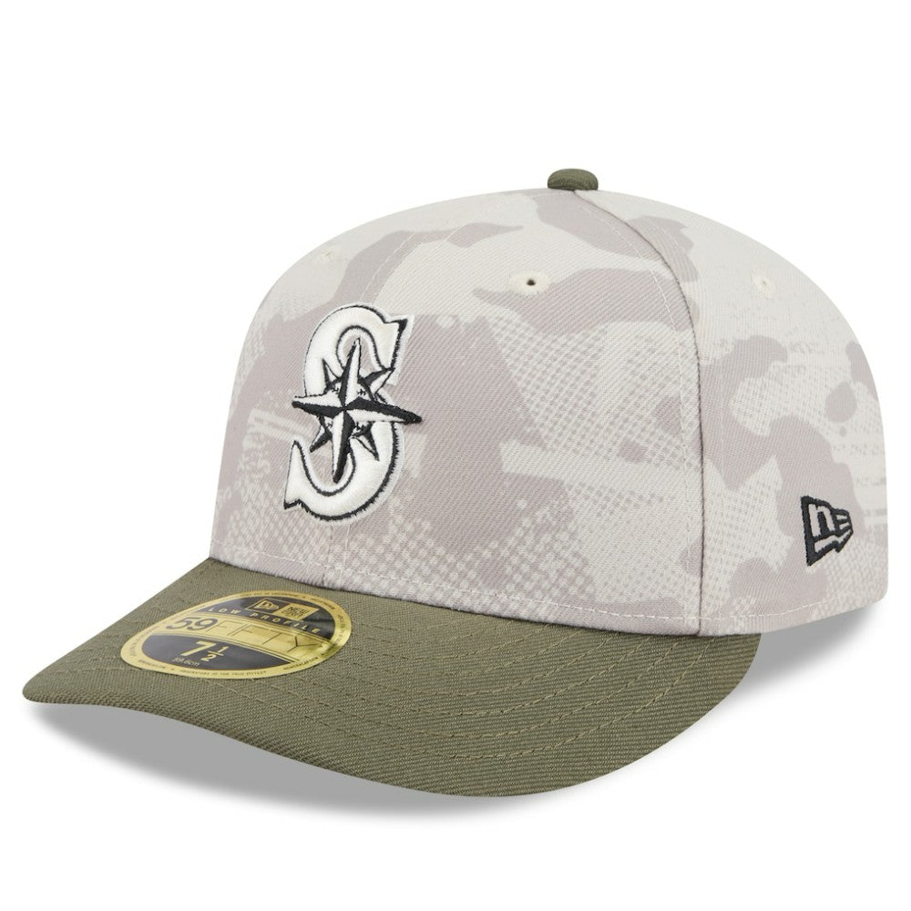 Seattle Mariners New Era 2025 Armed Forces Day Low Profile 59FIFTY Fitted Hat - Light Beige/Olive - New Era on Sale