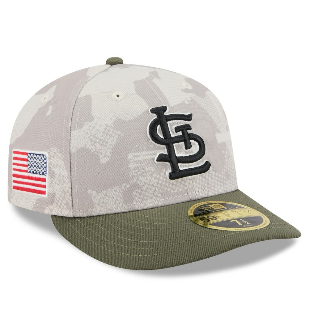St. Louis Cardinals New Era 2025 Armed Forces Day Low Profile 59FIFTY Fitted Hat - Light Beige/Olive - New Era Lifestyle