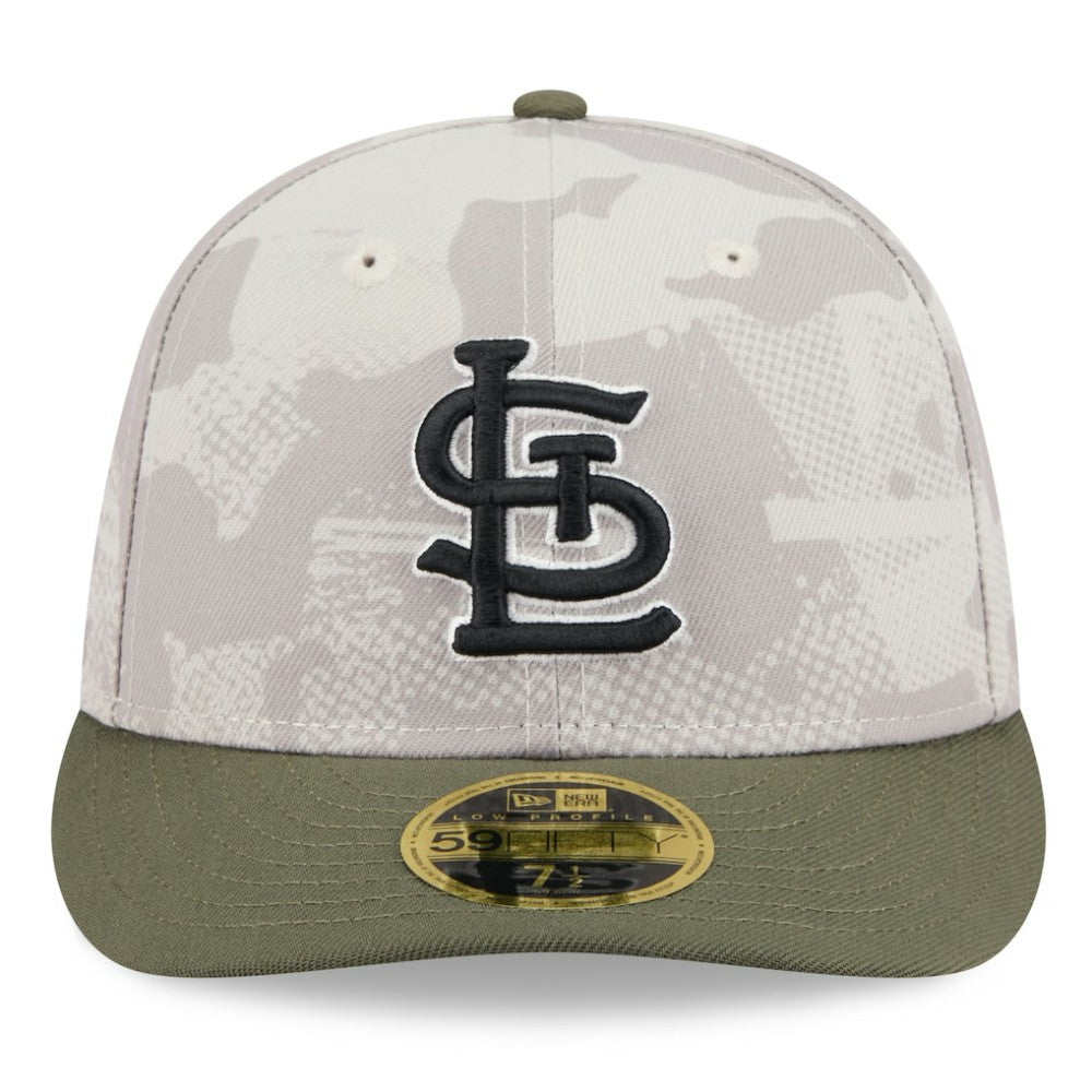 St. Louis Cardinals New Era 2025 Armed Forces Day Low Profile 59FIFTY Fitted Hat - Light Beige/Olive - New Era Lifestyle