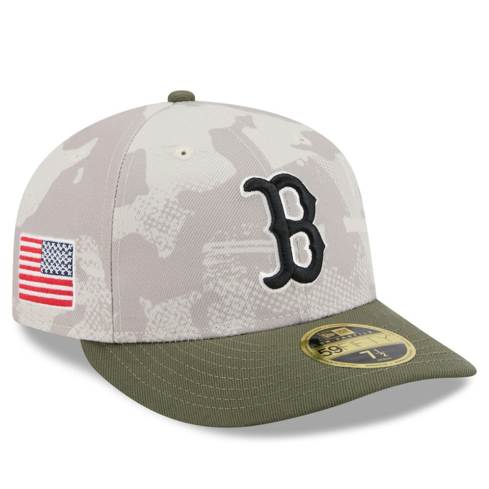 Boston Red Sox New Era 2025 Armed Forces Day Low Profile 59FIFTY Fitted Hat - Light Beige/Olive - New Era Lifestyle