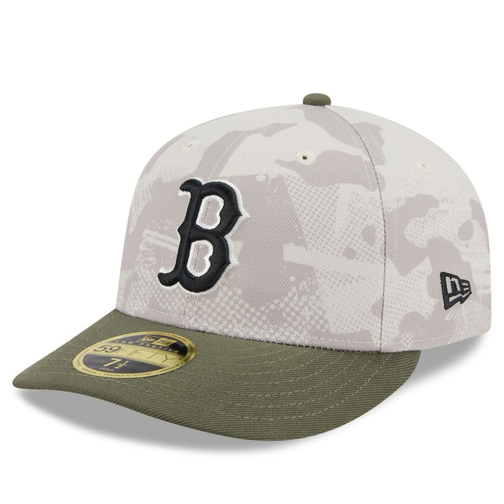 Boston Red Sox New Era 2025 Armed Forces Day Low Profile 59FIFTY Fitted Hat - Light Beige/Olive - New Era Lifestyle