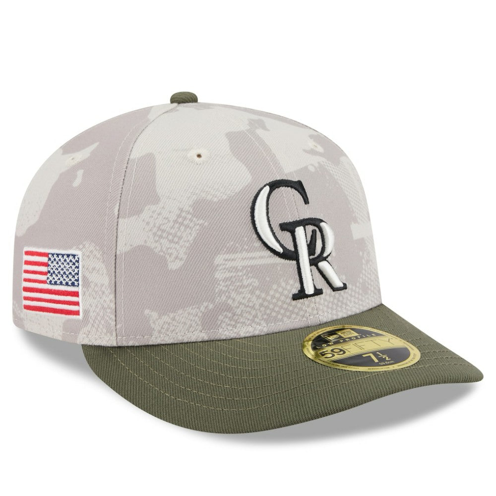 Colorado Rockies New Era 2025 Armed Forces Day Low Profile 59FIFTY Fitted Hat - Light Beige/Olive - New Era Online