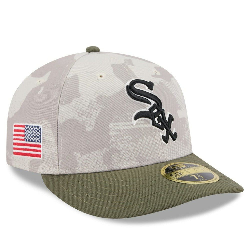Chicago White Sox New Era 2025 Armed Forces Day Low Profile 59FIFTY Fitted Hat - Light Beige/Olive - New Era Lifestyle