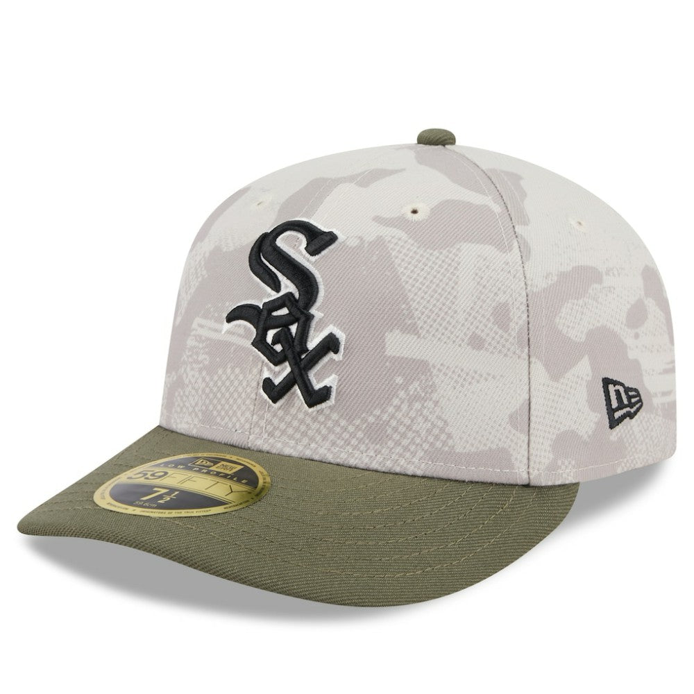 Chicago White Sox New Era 2025 Armed Forces Day Low Profile 59FIFTY Fitted Hat - Light Beige/Olive - New Era Lifestyle