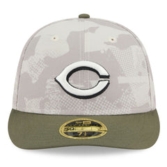 Cincinnati Reds New Era 2025 Armed Forces Day Low Profile 59FIFTY Fitted Hat - Light Beige/Olive - New Era Online