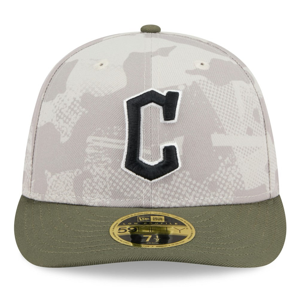 Cleveland Guardians New Era 2025 Armed Forces Day Low Profile 59FIFTY Fitted Hat - Light Beige/Olive - New Era Discount