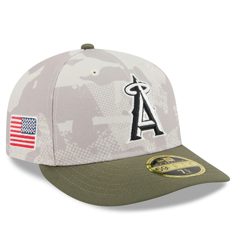 Los Angeles Angels New Era 2025 Armed Forces Day Low Profile 59FIFTY Fitted Hat - Light Beige/Olive - New Era Discount