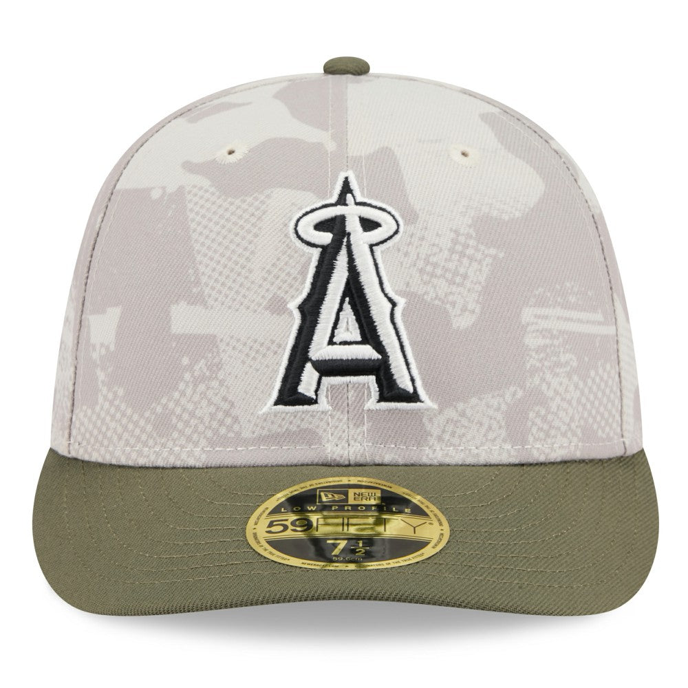 Los Angeles Angels New Era 2025 Armed Forces Day Low Profile 59FIFTY Fitted Hat - Light Beige/Olive - New Era Discount