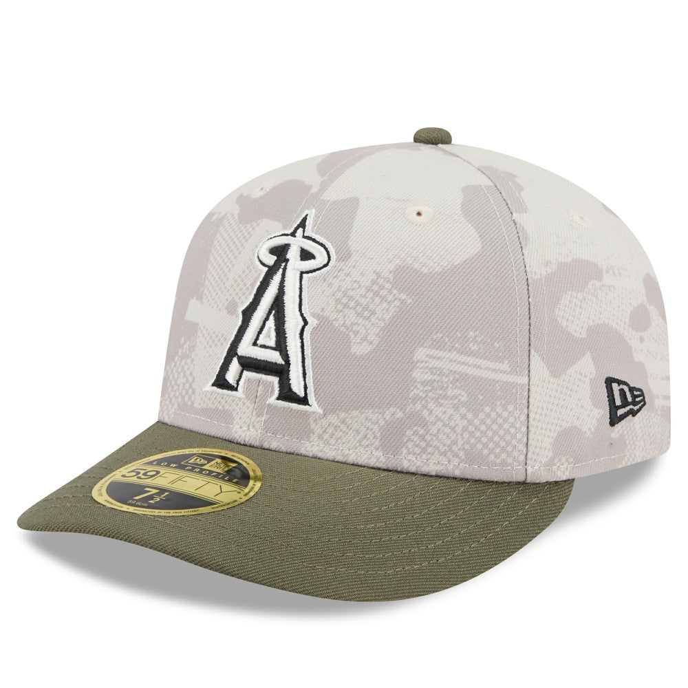 Los Angeles Angels New Era 2025 Armed Forces Day Low Profile 59FIFTY Fitted Hat - Light Beige/Olive - New Era Discount