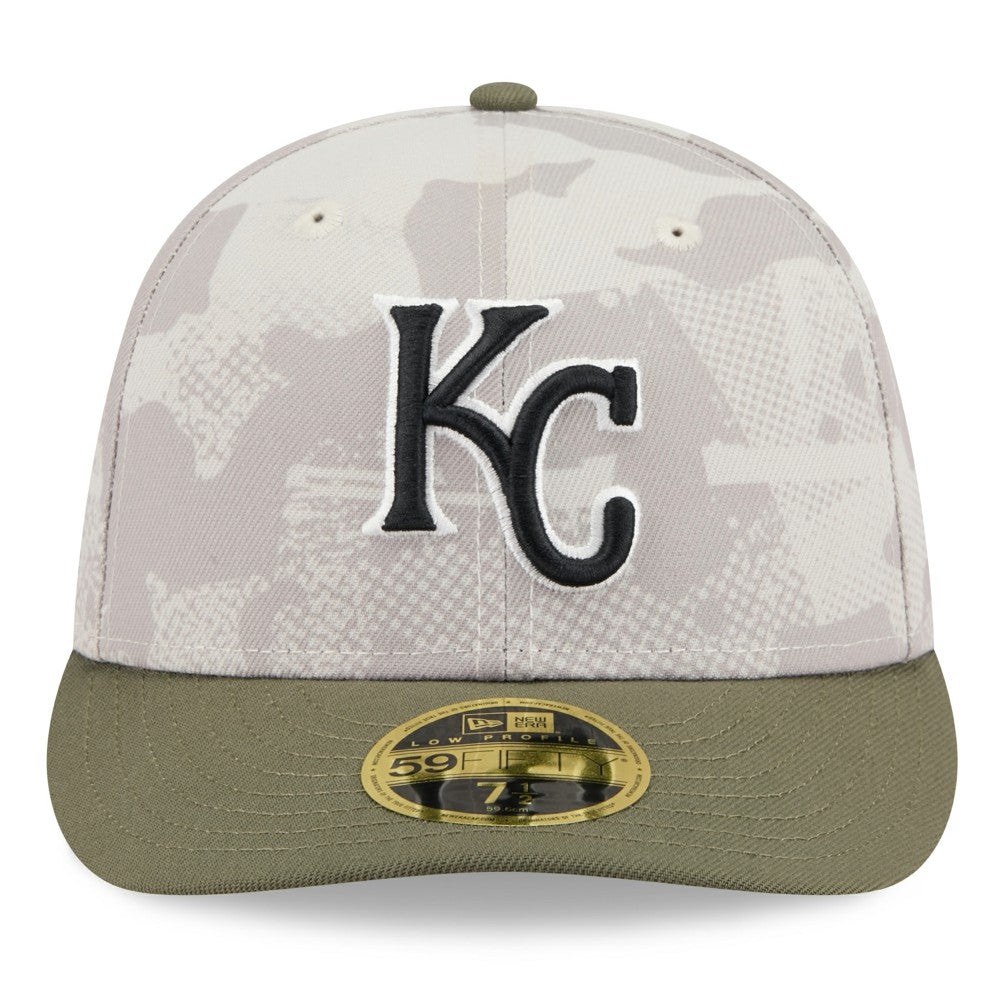 Kansas City Royals New Era 2025 Armed Forces Day Low Profile 59FIFTY Fitted Hat - Light Beige/Olive - New Era Lifestyle