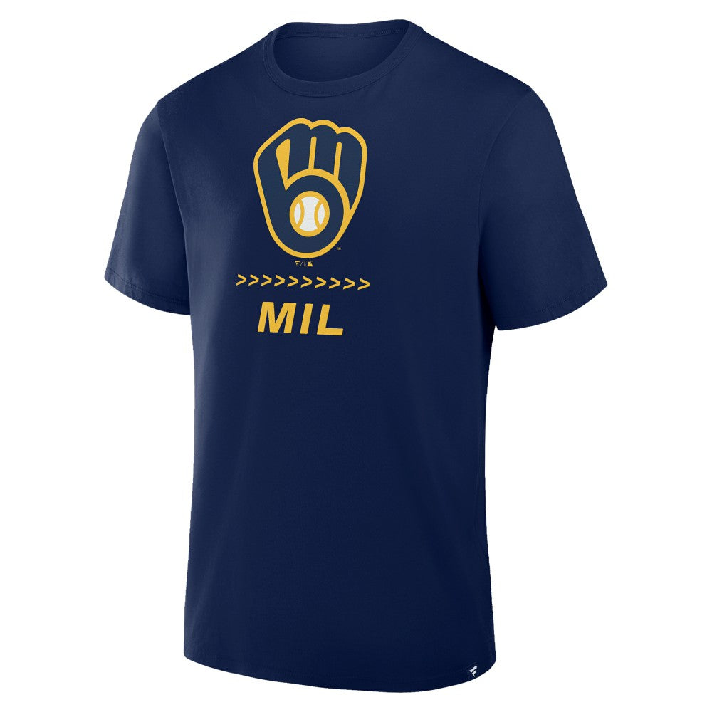 Milwaukee Brewers Fanatics Clubhouse Legacy Side Swipe T-Shirt - Navy - Fanatics on Sale