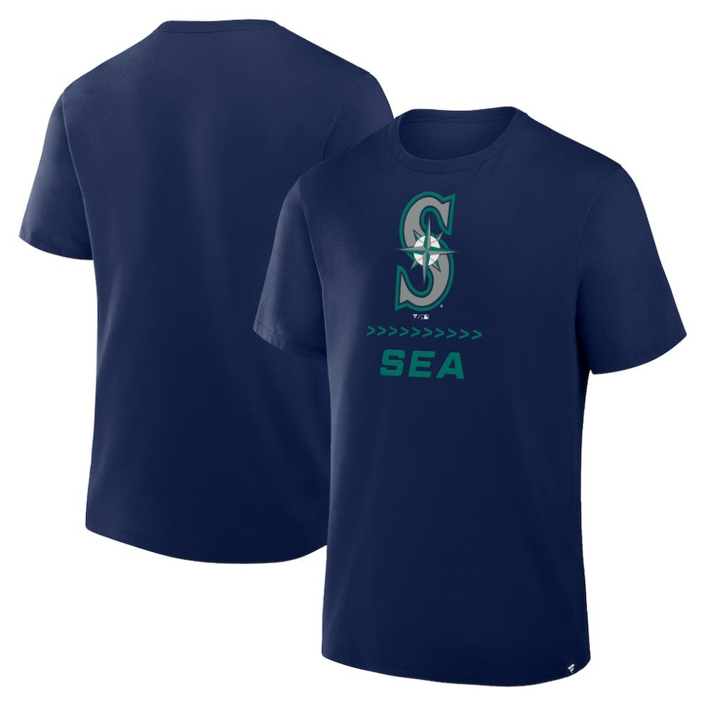 Seattle Mariners Fanatics Clubhouse Legacy Side Swipe T-Shirt - Navy - Fanatics Sale
