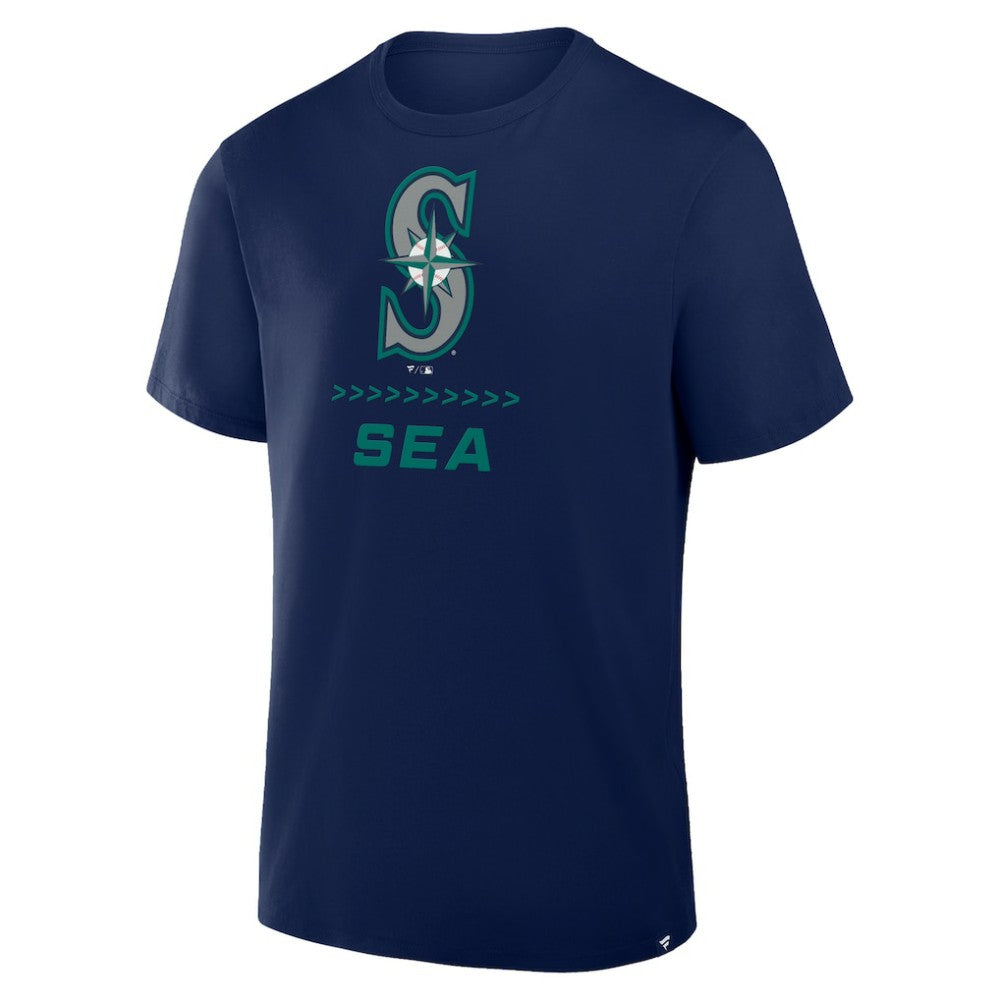 Seattle Mariners Fanatics Clubhouse Legacy Side Swipe T-Shirt - Navy - Fanatics Sale