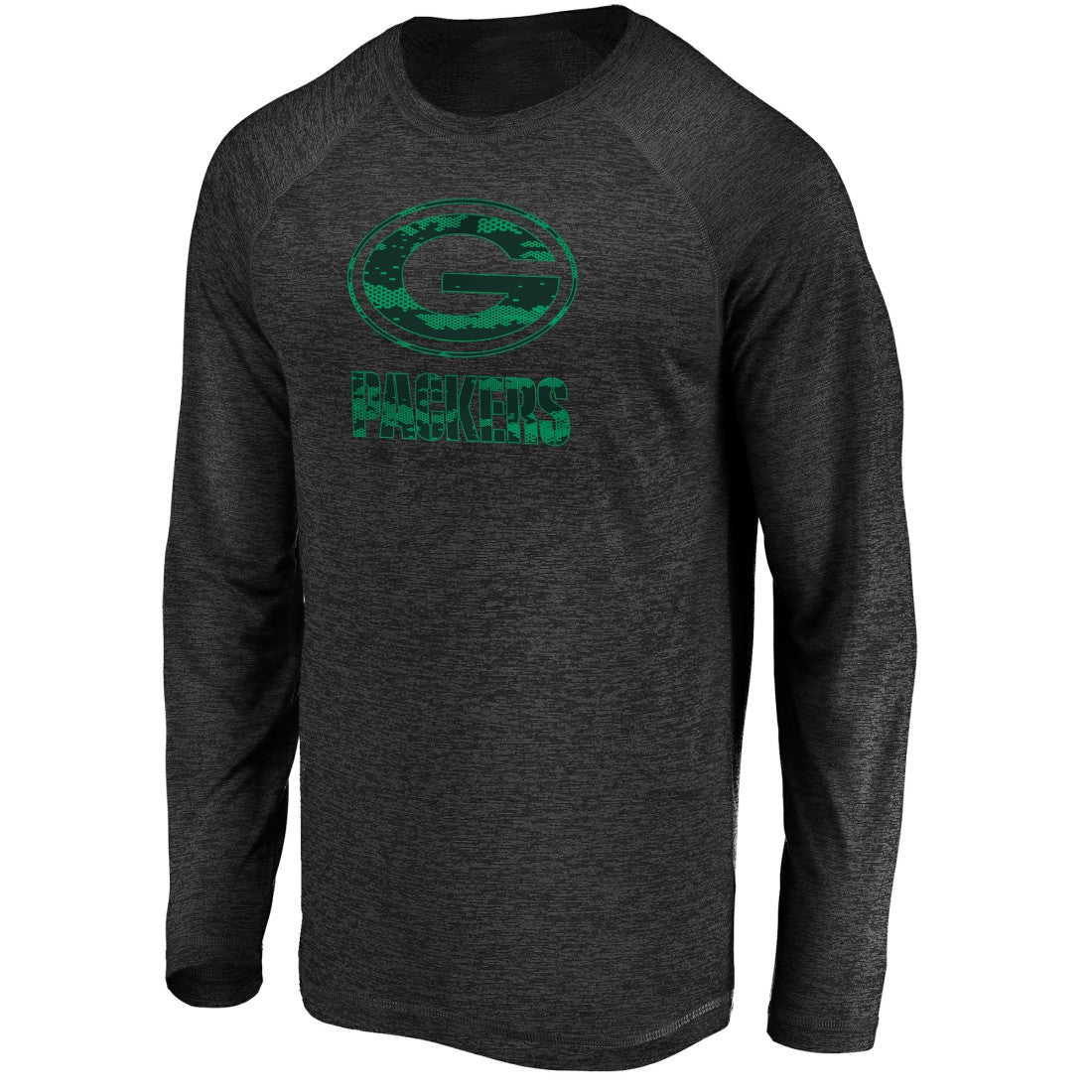 Fanatics Green Bay Packers Iconic Striated Dark Logo Raglan Long Sleeve T-Shirt Black