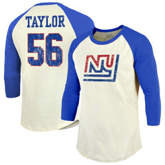 Lawrence Taylor New York Giants Majestic Threads Retired Player Name & Number 3/4 Raglan Sleeve T-Shirt  Cream/Red