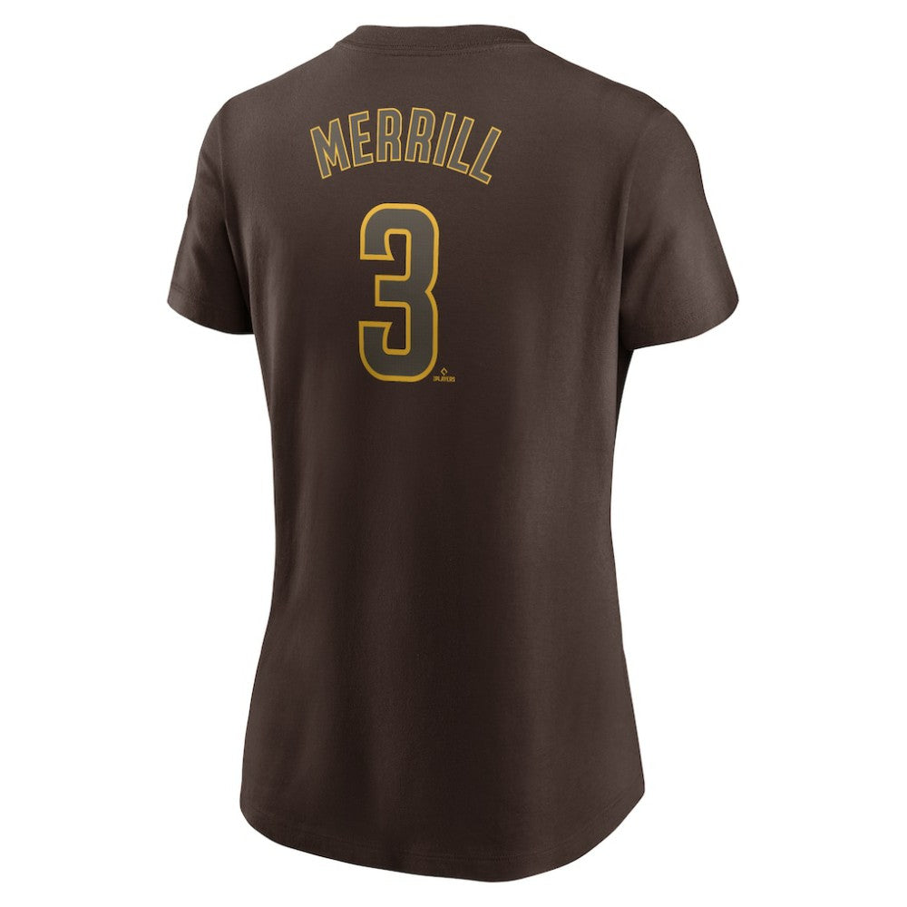 Jackson Merrill San Diego Padres Nike Women's Cooperstown Collection Fuse Name & Number T-Shirt - Brown - Nike Sale