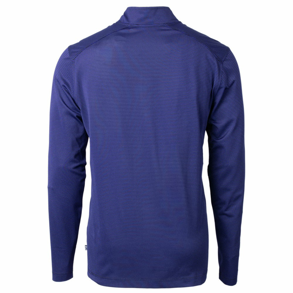Kansas City Royals Cutter & Buck Big & Tall Virtue Eco Pique Micro Stripe Recycled Quarter-Zip Pullover Top - Blue - MLB Discount