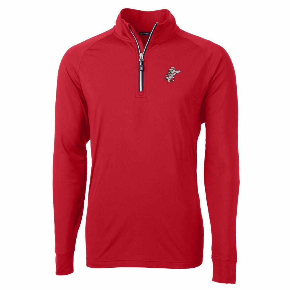 Cincinnati Reds Cutter & Buck Adapt Eco Knit Stretch Recycled Big & Tall Quarter-Zip Pullover Top - Red - MLB on Sale