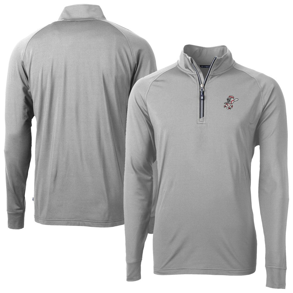 Cincinnati Reds Cutter & Buck Adapt Eco Knit Stretch Recycled Big & Tall Quarter-Zip Pullover Top - Gray - MLB Online