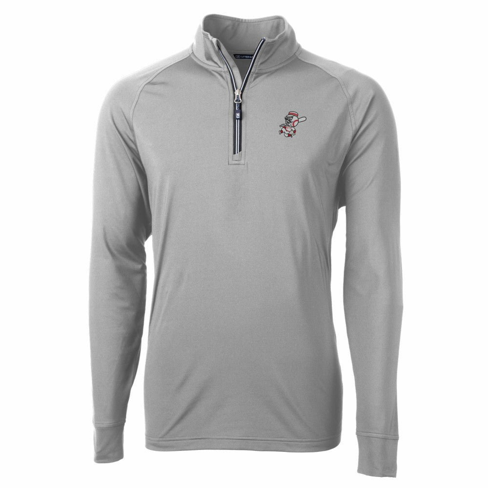 Cincinnati Reds Cutter & Buck Adapt Eco Knit Stretch Recycled Big & Tall Quarter-Zip Pullover Top - Gray - MLB Online