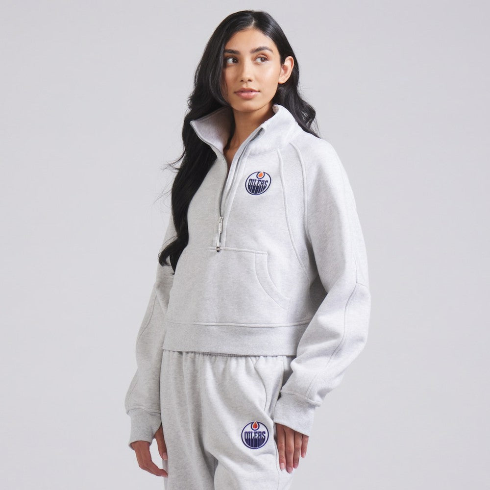 Edmonton Oilers lululemon Women's Scuba Oversized Half Zip Top - Heather Gray - NHL 202171388