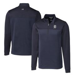 Detroit Tigers Cutter & Buck Big & Tall Traverse Stripe Stretch DryTec Quarter-Zip Top - Navy - MLB Sale