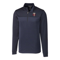 Minnesota Twins Cutter & Buck Big & Tall Traverse Stripe Stretch DryTec Quarter-Zip Top - Navy - MLB Lifestyle