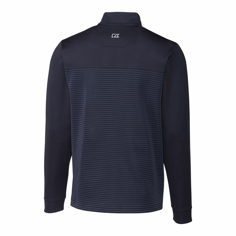Cleveland Guardians Cutter & Buck Big & Tall Traverse Stretch Eco Stripe DryTec Quarter-Zip Top - Navy - MLB Sale