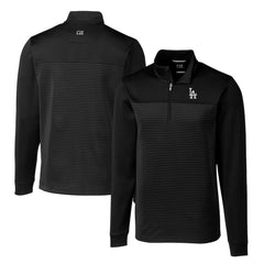 Los Angeles Dodgers Cutter & Buck Big & Tall Traverse Stripe Stretch DryTec Quarter-Zip Top - Black - MLB on Sale