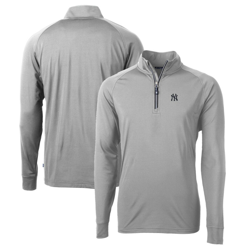 New York Yankees Cutter & Buck Big & Tall Adapt Eco Knit Stretch Recycled Quarter-Zip Pullover Top - Gray - MLB Sale