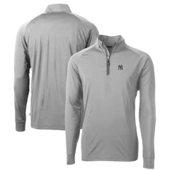 New York Yankees Cutter & Buck Big & Tall Adapt Eco Knit Stretch Recycled Quarter-Zip Pullover Top - Gray - MLB Sale