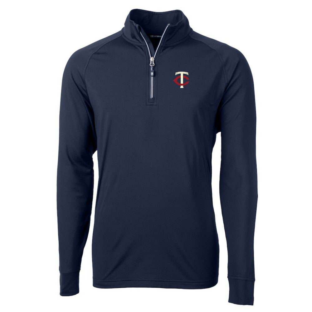 Minnesota Twins Cutter & Buck Big & Tall Adapt Eco Knit Stretch Recycled Quarter-Zip Pullover Top - Navy - MLB Lifestyle