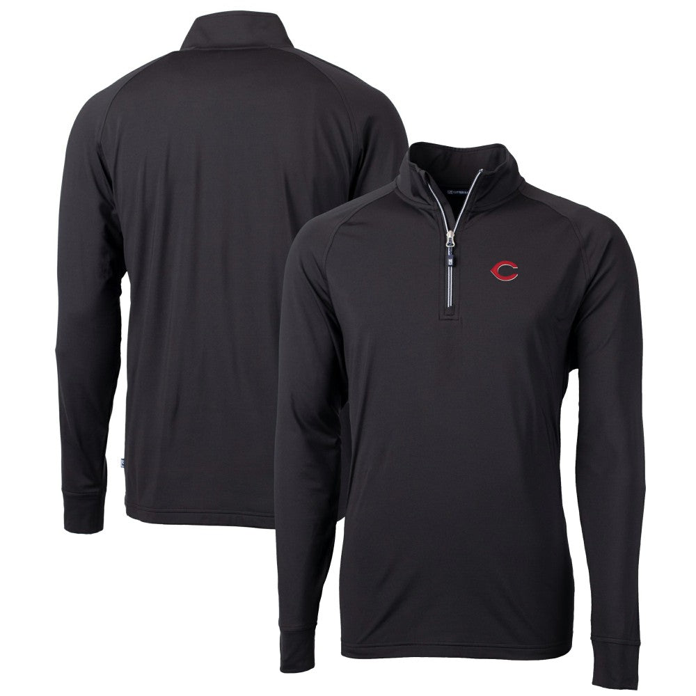 Cincinnati Reds Cutter & Buck Big & Tall Adapt Eco Knit Stretch Recycled Quarter-Zip Pullover Top - Black - MLB Online