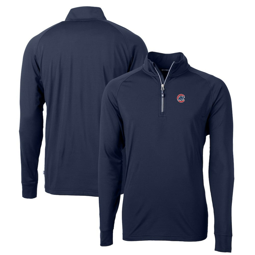 Chicago Cubs Cutter & Buck Big & Tall Adapt Eco Knit Stretch Recycled Quarter-Zip Pullover Top - Navy - MLB Sale