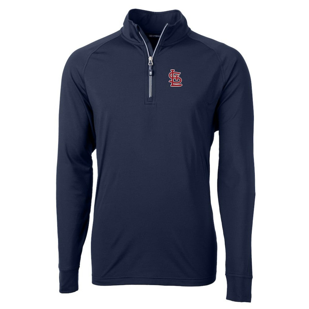 St. Louis Cardinals Cutter & Buck Big & Tall Adapt Eco Knit Stretch Recycled Quarter-Zip Pullover Top - Navy - MLB Lifestyle