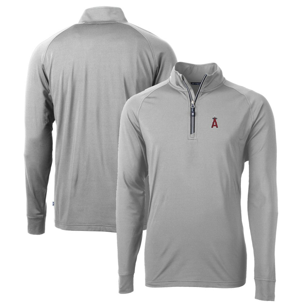 Los Angeles Angels Cutter & Buck Big & Tall Adapt Eco Knit Stretch Recycled Quarter-Zip Pullover Top - Gray - MLB Lifestyle
