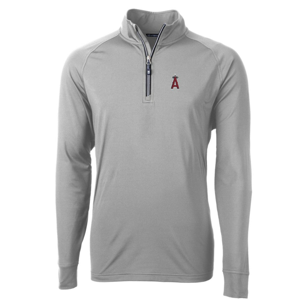 Los Angeles Angels Cutter & Buck Big & Tall Adapt Eco Knit Stretch Recycled Quarter-Zip Pullover Top - Gray - MLB Lifestyle